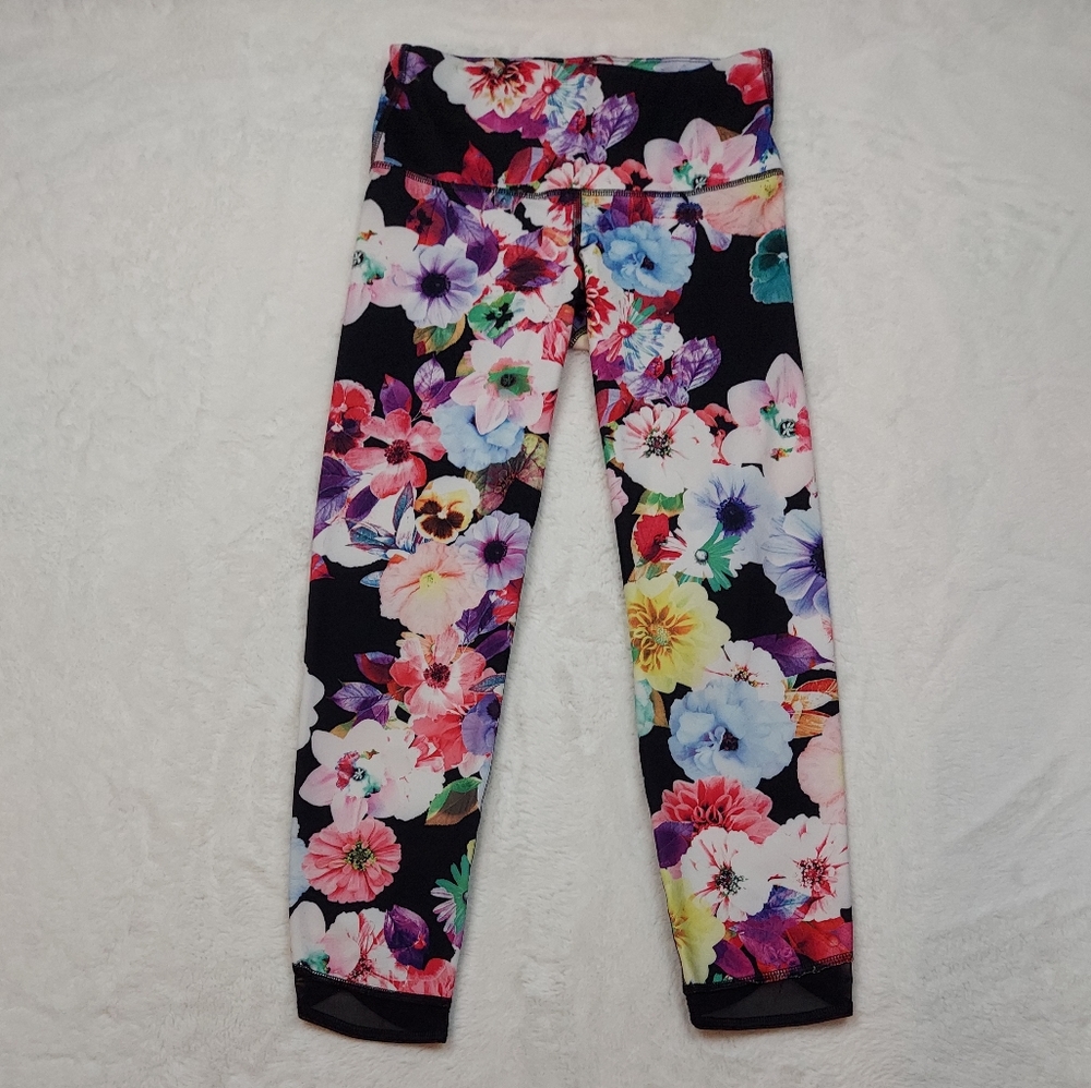 Old Navy Floral Multicolor Active Go Dry Cropped Stretch Leggings Yoga Size S